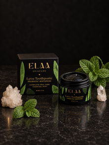 ELAA Lava with botanicals on a flat dark surface