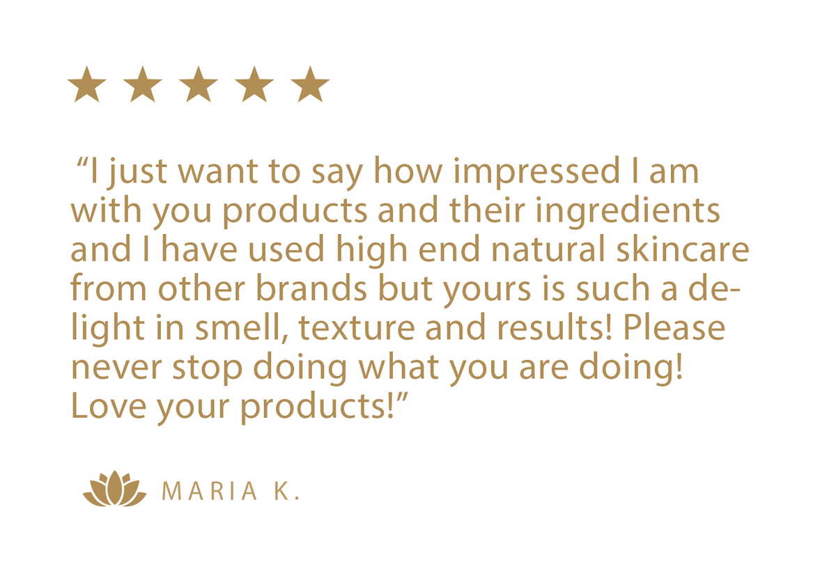 Customer review with five gold stars from Maria K.