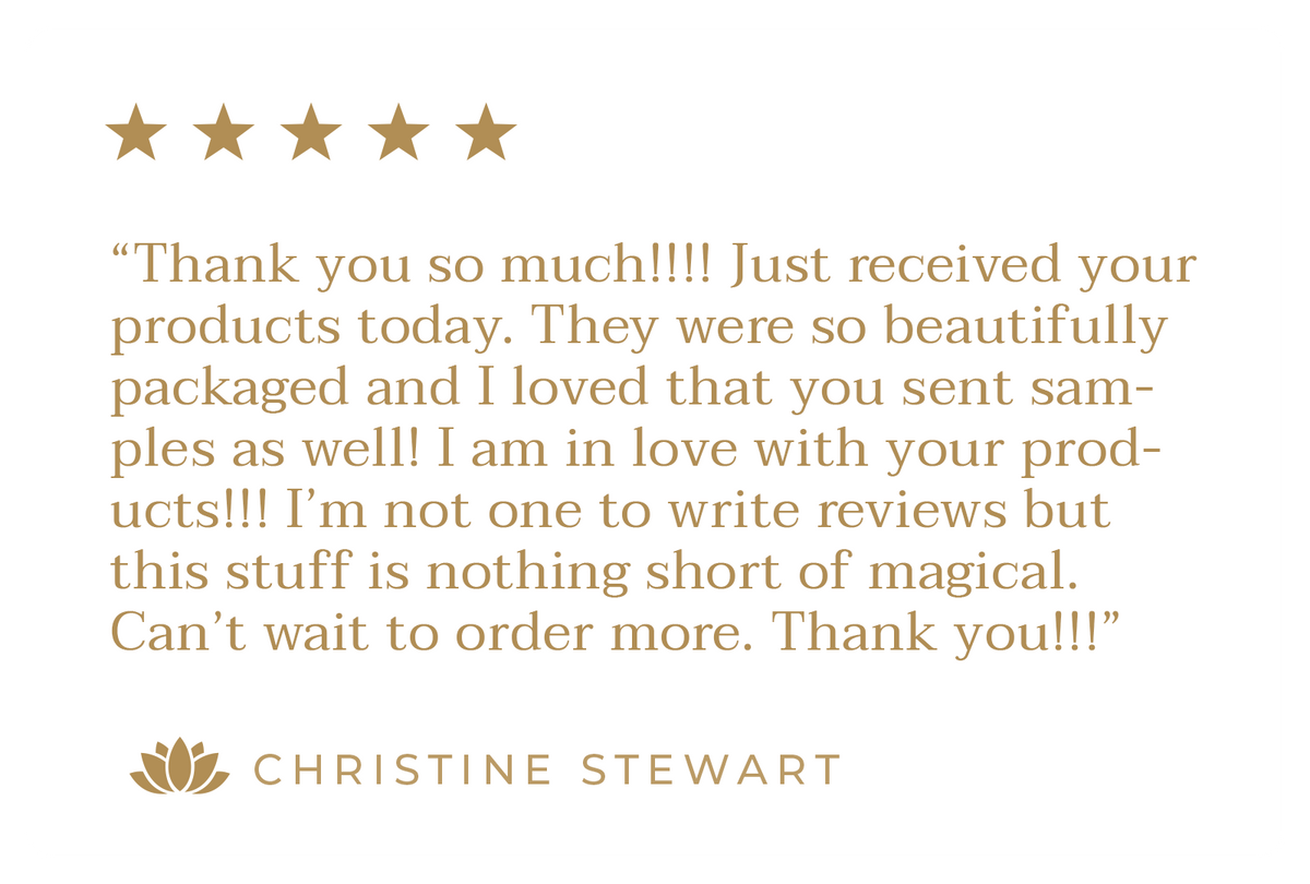 Customer review with five gold stars from Christine Stewart