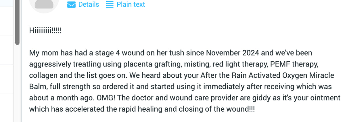 Screenshot of an email discussing a mother's wound treatment