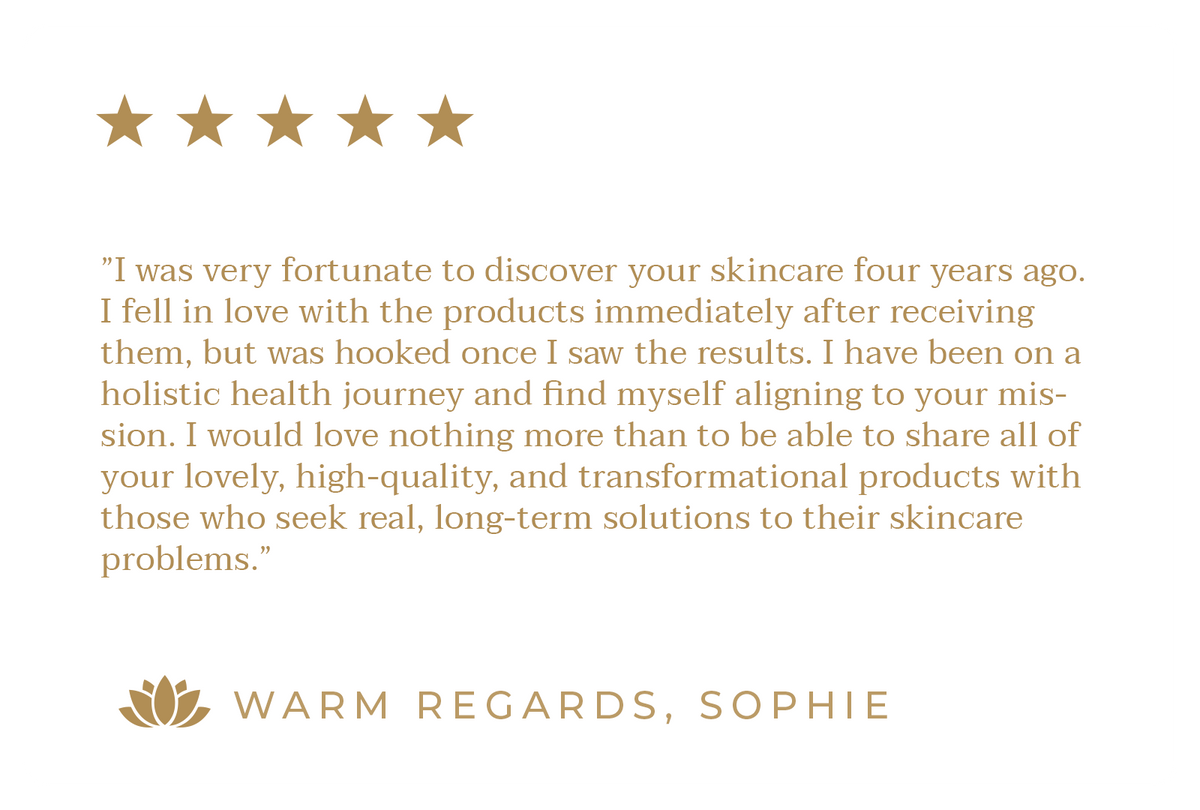 Customer testimonial praising Elaa skincare products