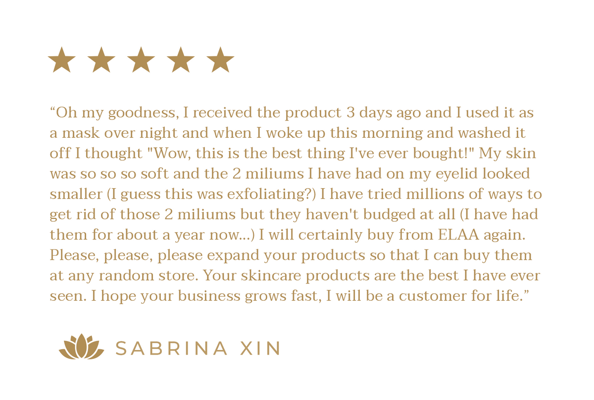 Customer review with five gold stars from Sabrina Xin
