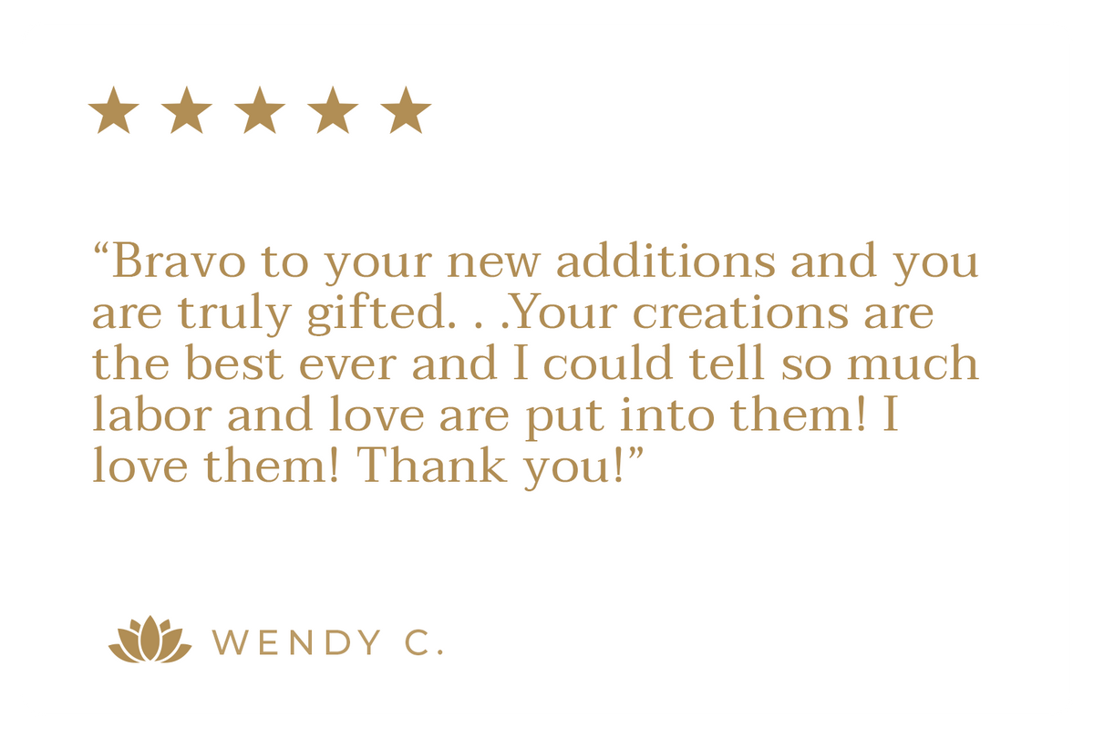 Customer review with five gold stars praising new additions and creative effort