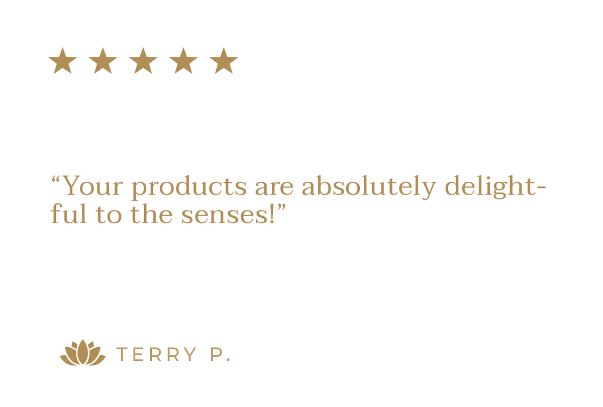 Customer review reading 'Your products are absolutely delightful'
