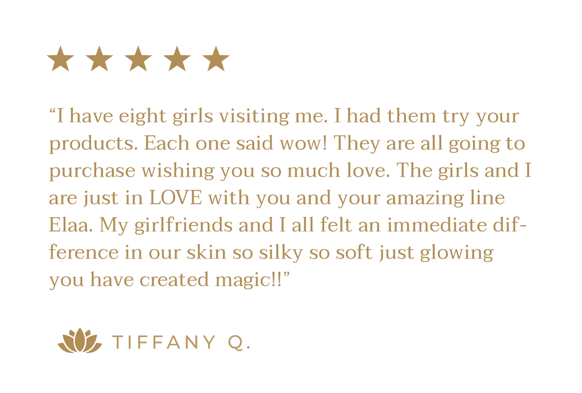 Customer review with five gold stars about product satisfaction