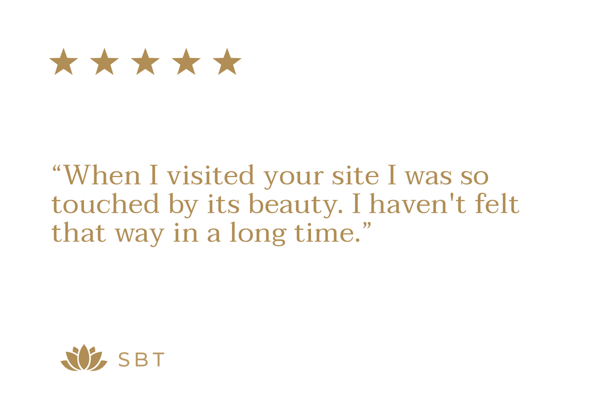 Customer review with five gold stars about the beauty of the Elaa site