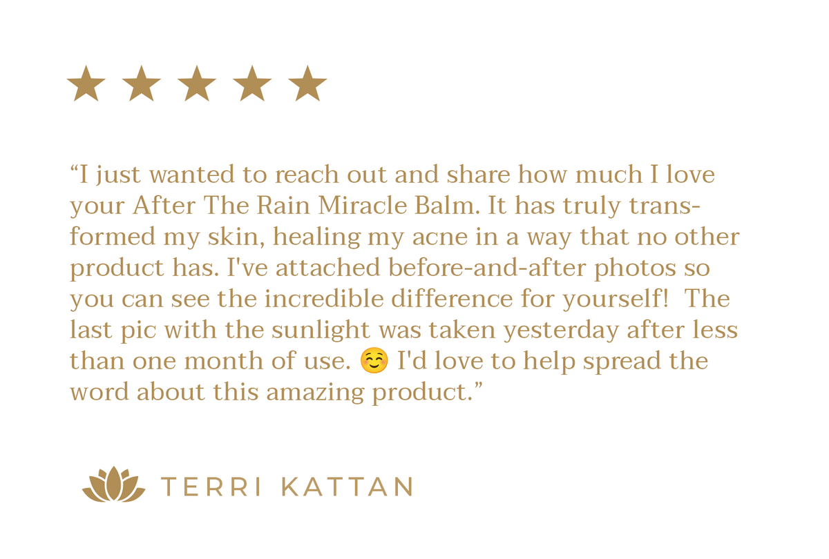 Customer testimonial about a skin-healing balm