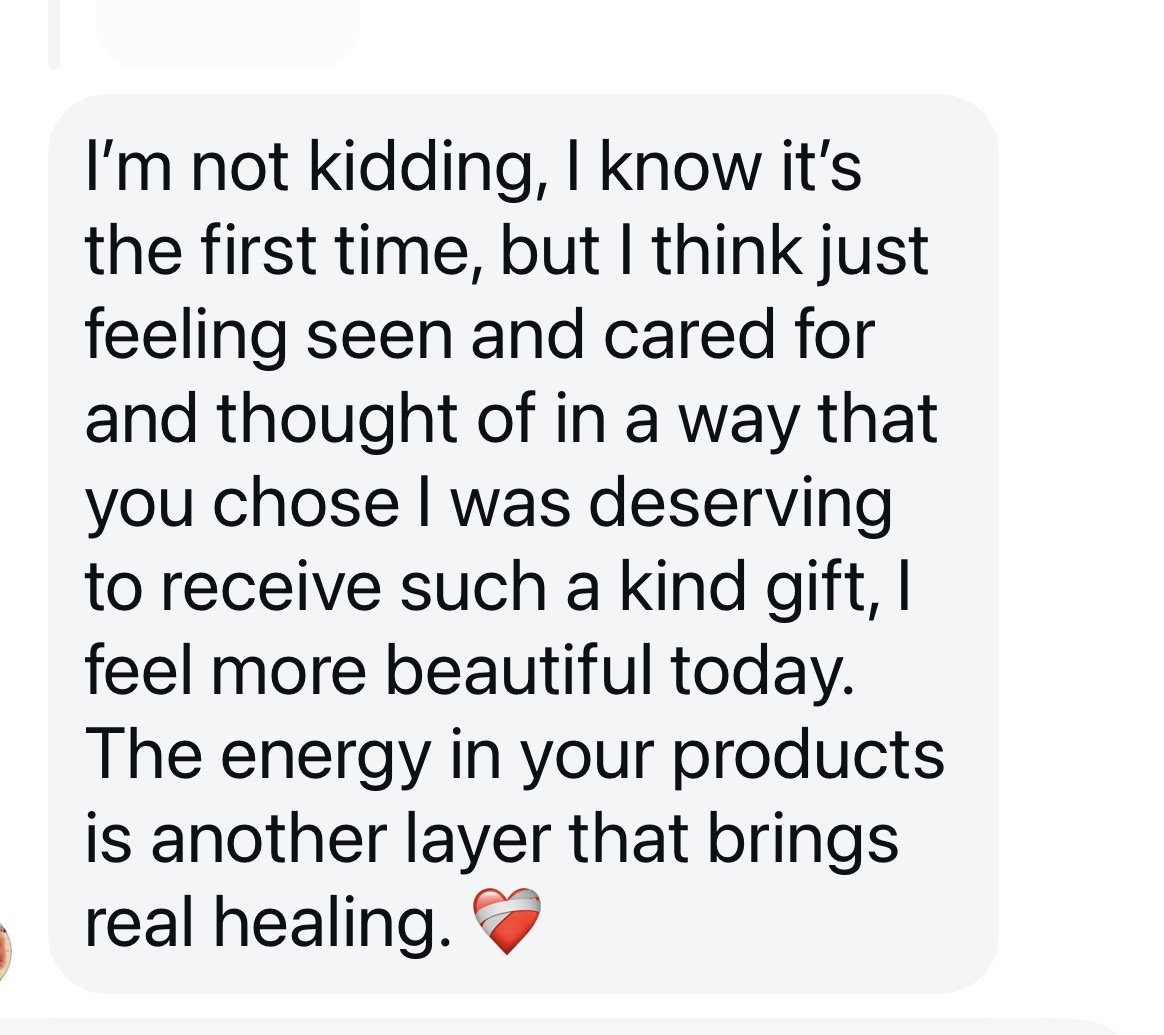 A text message expressing gratitude, beauty, and healing