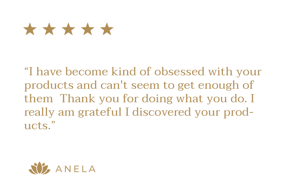 Customer review reading 'I have become kind of obsessed with your products'