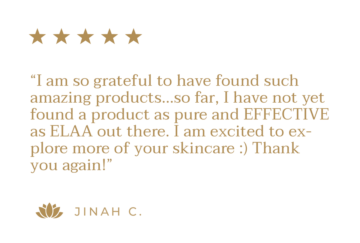 Customer review with five gold stars about the effectiveness of an Elaa product