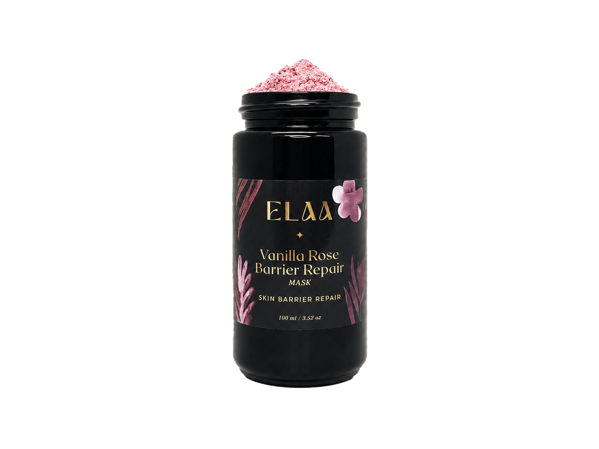 ELAA Vanilla Rose Skin Barrier Repair Mask — open jar showing pink mask texture